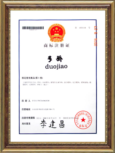 商標(biāo)注冊(cè)證--多驕
